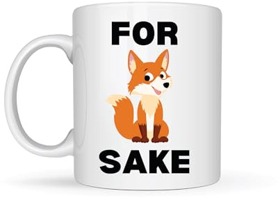 OM Print Hub for Fox Sake Funny Rude Punny Adult Humour Animal Birthday Gift Coffee Tea Cup Mug Funny Gift Present Idea for Dad Mum Wife Husband Friend
