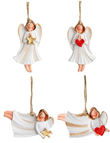 PRETYZOOM 4 Stück Weihnachtsengel-anhänger Funkelnde Baumspitze Weihnachtstanz Baum Hängender Winkeldekor Weihnachtsbaumspitzen Weihnachtsdeckel Harz Weiß Charme Amerikanischer Stil