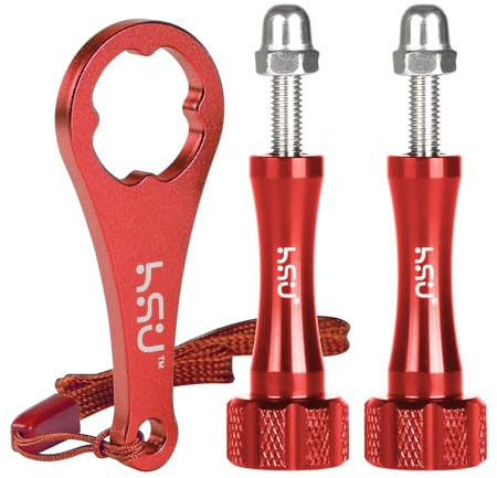 HSU Juego de Tornillos de Aleación de Aluminio para GoPro, Tornillos de Longitud Extendida para Cámaras de Acción Hero 13/12/11/10/9/8/7/6/5/4/3 (Rojo)