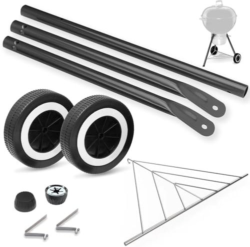 Vorderbein-Set und Räder für Weber Kugelgrills, dreieckige Beinstütze, Grillteile für Weber 45,7 cm 55,9 cm Kugelgrills, 6 Zoll Grillräder für 65930, 65130, Schwarz