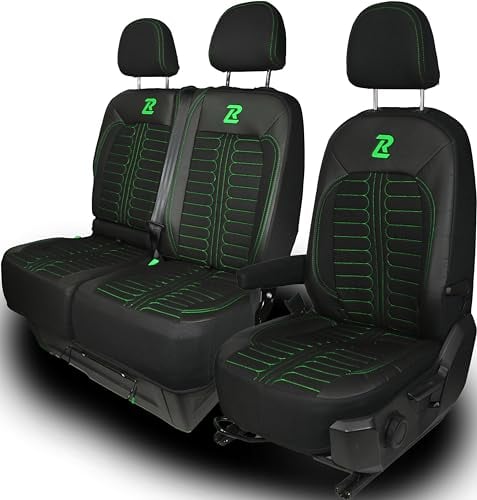 LUCARO Sitzbezüge Auto für Volkswagen Crafter 2, Man TGE 1+2 Grün Auto Sitzbezüge Man TGE, Volkswagen Crafter 2 - Robuster und Bequemer Sitz - Ergonomische Car Seat Cover - Öko-Leder-Sessel