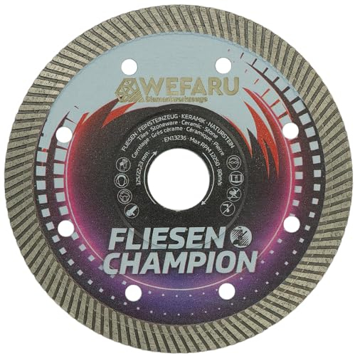 WEFARU Diamant Fliesenscheibe 125mm x 22,23 FCP für Fliesen, Feinsteinzeug, Keramik und Naturstein Diamanttrennscheibe extra dünn