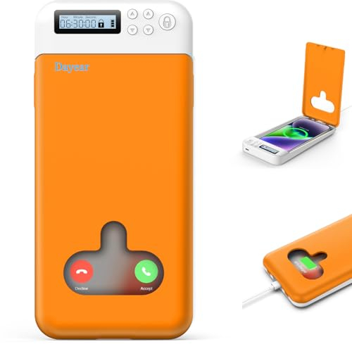 Handy Gefängnis, Dayear Handy Safe Box Verschließbare Box Mit Schloss für Android/iPhone (Max 6,7 Zoll) um Kindern/Schülern/Selbstkontrolle (Orange)
