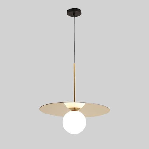 YFMYY Moderne nordische Pendelleuchte, Mini-Hängelampe mit weißem Glaslampenschirm, halbbündig hängender Einzelkopf-Kronleuchter für Kücheninsel, Schlafzimmer, Nachttisch, Wohnzimmer, Arbeitszimmer