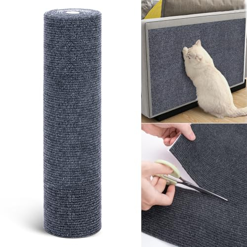 Selbstklebend Kratzmatte Katze 40x200CM DIY Trimmbarer Teppich kratzteppich Katze kratzmatte Katze Wand katzenturm für Schützt Teppiche Sofa Möbelschutz für Katzenteppich(Grau, 1 Stück