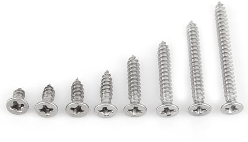 Respicefinem 200 pezzi M3 SS304 viti autofilettanti in acciaio inox assortimento teglia piatta in diverse lunghezze per accessori per la lavorazione del legno (Guarda finemh8c9KMjz-02)