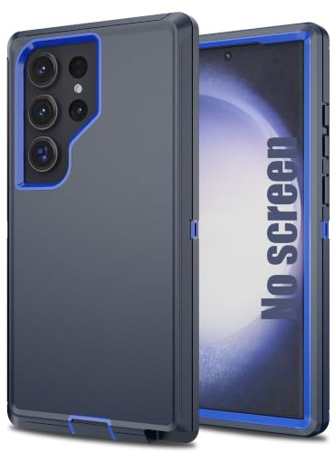 AYMECL for S23 Ultra Case,[Military Grade] 3 in 1 Heavy Duty Full Body Shockproof Protection Phone Case for Samsung Galaxy S23 Ultra 5G 6.8 inch,Dark Blue+Blue