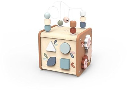 Speedy Monkey SP1020 5 in 1 Activity Würfel 21,8x21x34cm bunt, Holz Spielzeug für Kinder, Liebevolle Details-tolle Geschenkidee