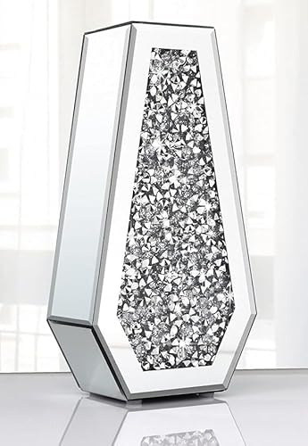 Crushed Diamond Mirror Vase, 30cm, Silver, Glass, Decorative Bling Crystal Vase