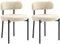 HOMCOM Lot de 2 chaises Salle à Manger Chaise de Cuisine Moderne Chaise de Salon rembourrée en Tissu Aspect Cachemire avec Dossier et Pieds en Acier Noir, pour Salon, Salle à Manger, Chambre, Beige