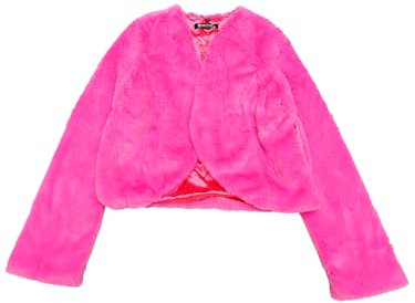 Allegra K Veste courte pour Femme en fausse fourrure à manches longues ouvert devant boléro d'hiver manteau Rose Vif XL