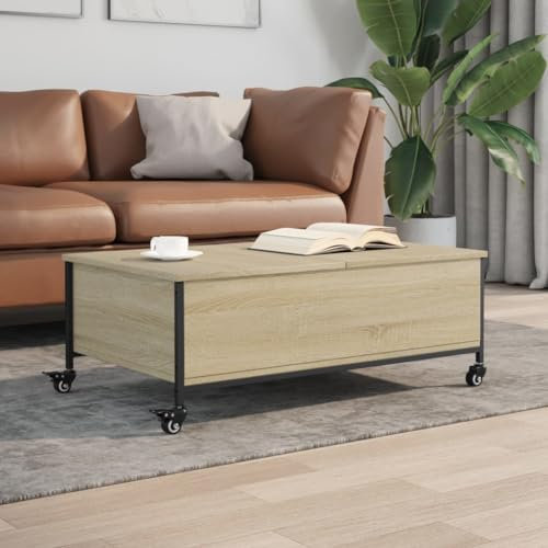 Generisch Couchtisch mit Rollen Sonoma-Eiche 91x55x34 cm Holzwerkstoff