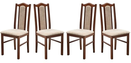 LeafDesign Lot de 4 chaises de salle à manger en bois de hêtre massif, 120 kg, fabriquées dans l'UE BOS 2 noyer Berlin 3