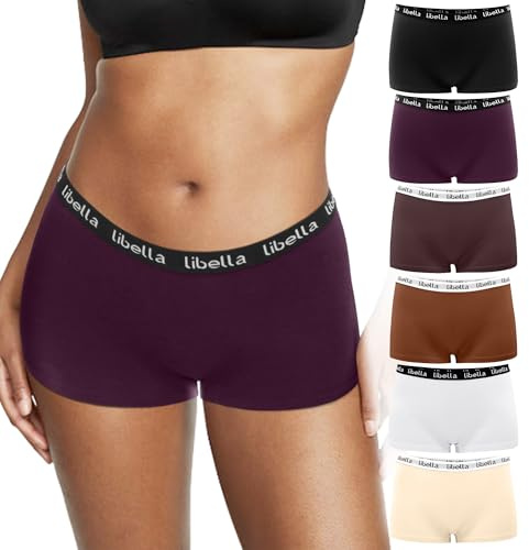 Boxer Femme Coton Respirant 6er Pack - Culotte, Caleçons, Sous-vêtements, Hotpants, Pantys, Shorty Shorts 3429