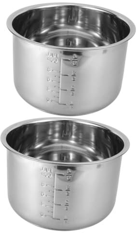 Amosfun 2 Piezas Olla Interior de eléctrica freidoras Cuco Olla arrocera Olla Antiadherente Olla de presión Suministro de Cocina Repuesto de Cocina Acero Inoxidable Silver