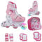 JAMBACH Kinder Inline-Skates mit Schutzset verstellbar zum Rollschuh mit Led (Rosa-Weiß, S (30-33) ohne Helm)