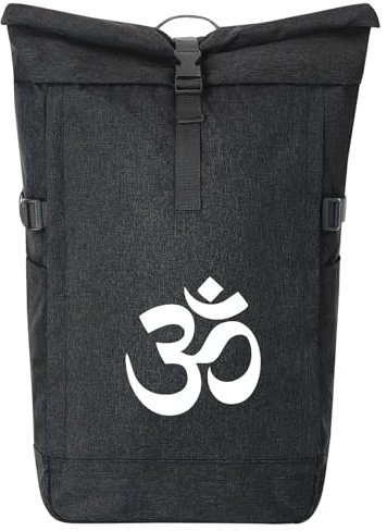 Huuraa Kurierrucksack Om Symbol 30-44 Liter Black Melange Fairtrade Rolltop Rucksack Geschenkidee