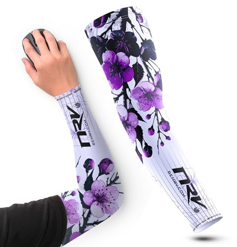 NRV - Puño para juegos de orquídeas – Compresión Sleeve eSport Elegante – Anti-Fricción, Transpirable y Durable – Diseño de flor de orquídea, morado, XXL