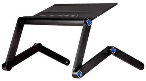 CAXUSD Adjustable Laptop Stand Folding Standing Desk Portable Aluminium Alloy Multi-purpose Computer Table for Bed Use Black