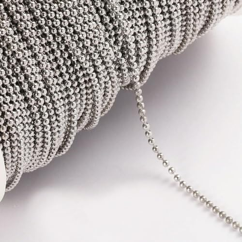 PXAMORTEL Kugelkettenverbinder, Edelstahl Kugelkette 1,5-3mm 5m for Schmuck DIY Halskette Armband Schlüsselanhänger(3.0mm Chains)
