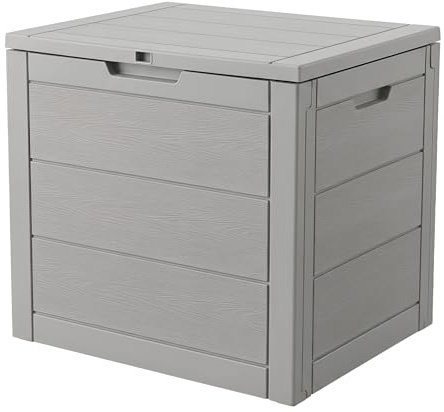 Outdoor Storage Box, 35 Gallon Deck Box, 132 Litre Waterproof Resin Storage Bin for Patio Cushions, Gardening Tools, Accessories, Lockable, UV Resistant Garden Chest Utility Handles Lid (Grey)