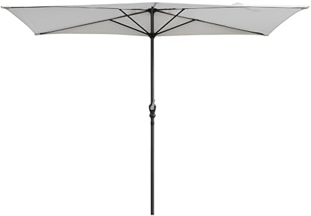 KXWOQ3ED Sombrilla de Patio de Media Rectangular, 250 x 130 x 240 cm Sombrilla de Balcón con Manivela y 5 Varillas para Exteriores, Jardín, Terraza(White)