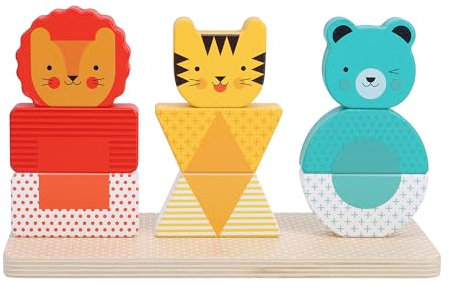 Lion, Tiger, and Bear Wooden Stacking Puzzle