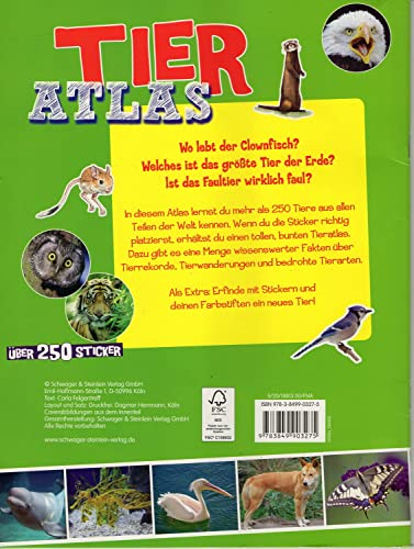 Tieratlas mit Stickern: Über 250 Sticker - Tiere aus aller Welt