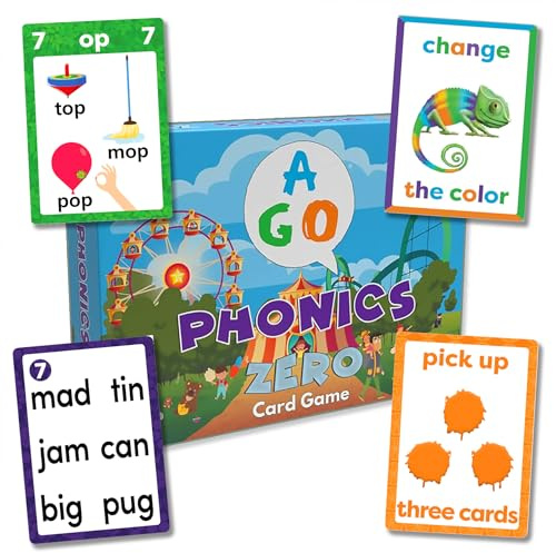 AGO Phonics Zero: Phonics-Kartenspiel für 5-7 Jährige - Lernen durch Spielen mit CVC-Wörtern und 2 Schwierigkeitsstufen