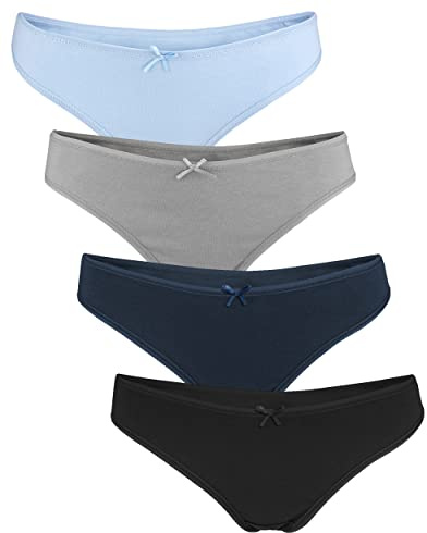 Fabio Farini - Damen Pantys Bikini-Slips 4er/6er Pack Mehrere Farben und Größen, atmungsaktive Baumwolle Ohne Spitze Schwarz Grau Blau Türkis XL