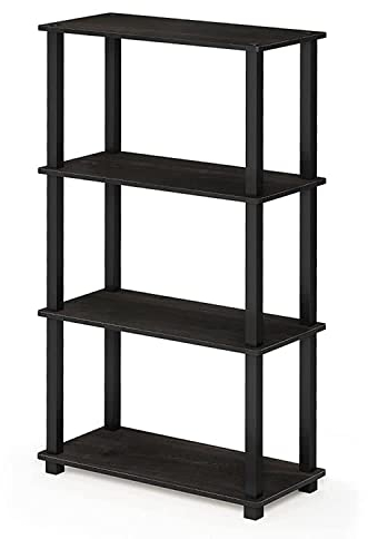 Furinno Turn-S-Tube 4-Tier Multipurpose Shelf Display Rack with Square Tube, Espresso/Black