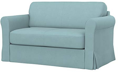 Soferia Kompatible Ersatzbezug fur HAGALUND Bettsofa, Stoff Majestic Velvet Light Blue (FLECKENABWEISEND und WASSERABWEISEND), Blau