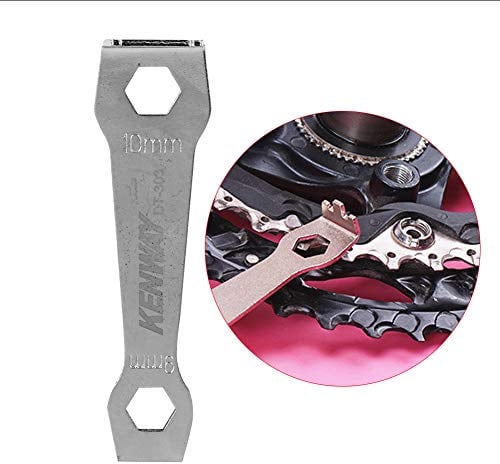 VGEBY Fahrrad Kettenschraube Schraubenschlüssel, Silber Fahrrad Kettenblatt Schraubenschlüssel für Mountainbike Radfahren Crank Spanner Tool