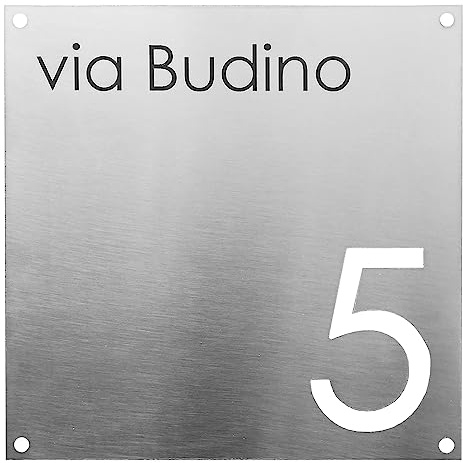 GUIZZO Creart - Externe Hausnummer aus Stahl, Hausnummern 20x20H cm Personalisiertes Hausnummernschild, Namensschild Personalisiertes Türschild Schild mit Straßennamen
