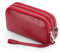 FORRICA Portefeuille Femmes Élégant en Cuir Véritable Léger Porte Monnaie Grande Capacité Porte Monnaie Fille Fermeture Éclair Portefeuilles avec Bracelet Rouge
