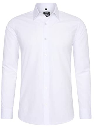 Rusty Neal Camicia da uomo Premium Slim Fit a maniche lunghe Stretch Grigio con colletto Kent Camicia Business Camicia per il tempo libero M, bianco, XL