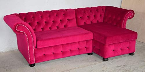 jvmoebel Design Chesterfield Ecksofa Eckcouch Couch Rosa Textil Sofa Couchen Sofas Stoff