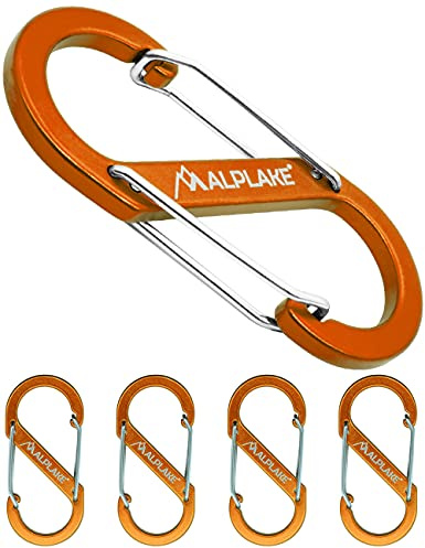 ALPLAKE 4er Set Material-Karabiner, Doppel-Karabiner, S-Form, 88x40mm, Orange