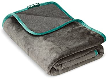 FLUFFINO® Hundedecke/Wendedecke - Hochwertig, flauschig weiche & robuste Oberseite (150x100 cm, 40°C waschbar, Grau) Kuscheldecke/Liegedecke für große und kleine Hunde - Sofadecke