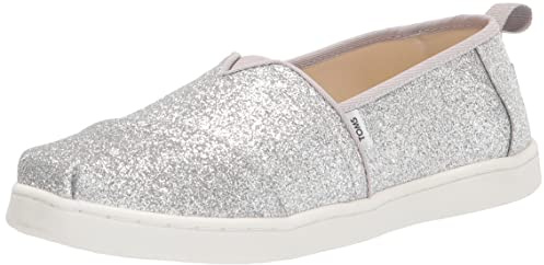 TOMS Glitter Alpargata, Mocassino Basso Bambine e ragazze, Silver White, 31.5 EU