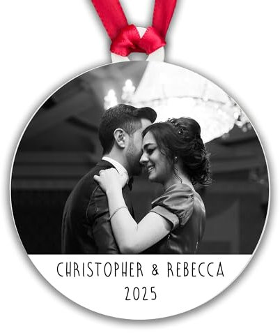 Personalised Couple Photo Name Bauble Tree Decoration Xmas - Add your own Photo