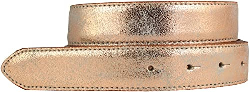 BELTINGER Cintura di alta qualità in vera pelle effetto metallo senza fibbia 3 cm | cintura in pelle effetto metallo 30mm | oro rosa 105cm