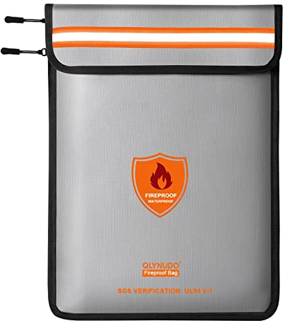 Feuerfeste Tasche für Dokumente (2022), feuerfeste Geldtasche für Bargeld mit Reißverschluss (verstärkter Brandschutz – Aluminiumfolienfutter), wasserdichte Dokumententasche für Wertsachen