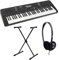 Classic Cantabile CPK-203 Keyboard Set inkl. Ständer und Kopfhörer - 61 Tasten mit Anschlagdynamik - 480 Klänge und 160 Begleitrhythmen - Anschlüsse für Kopfhörer, Mikrofon & Sustain-Pedal - Schwarz