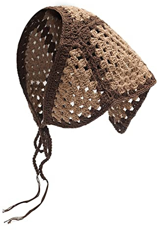 ZLYC Baumwolle Handgemacht Häkel Stirnband Dreieck Bandana (Khaki)