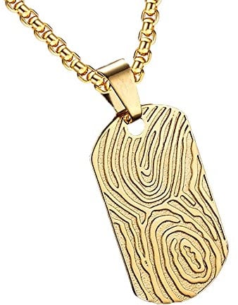 PAMTIER Damen Herren Blume Fingerabdruck Anhänger Halskette Edelstahl Halskette Kette Gold