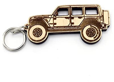 Jeep® Wrangler JLU (4DR) Porte-clés en bois Rubicon – Fabriqué aux États-Unis, peau, régulier