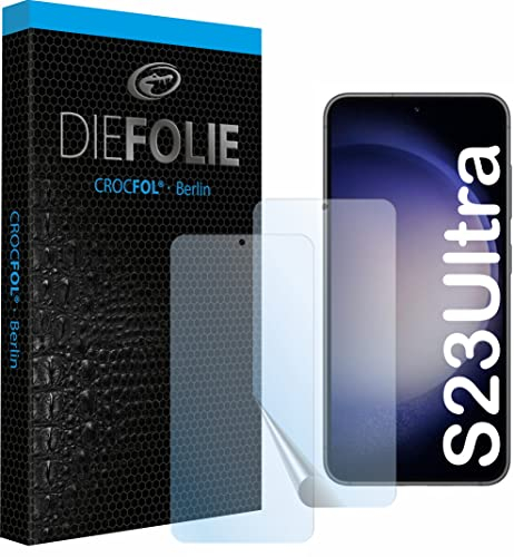 Crocfol DIEFOLIE für Samsung Galaxy S23 Ultra - [2 St.] Schutzfolie vom Testsieger - selbstheilende Premium 5D Langzeit-Premium Schutzfolie (Casefit ohne DIEVEREDELUNG)