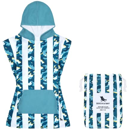 Dock & Bay Poncho mit Kapuze - Für Kinder - Super saugfähig, schnell trockend - Inklusive Tasche - Kids - Cool Camo, Medium (Age 7 to 10)