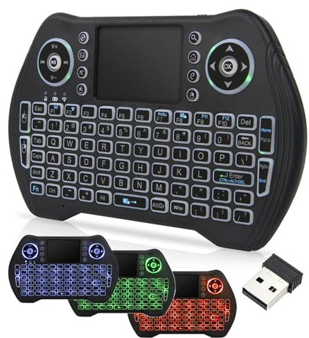 GREVA Mini Clavier sans Fil, Wireless 2,4GHz Mini Clavier Rétroéclairé sans Fil avec Pavé Tactile de Souris, Mini Clavier avec Touchpad et Touches Multimédia, pour Android TV Box Smart, PC, HTPC